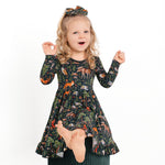 Wood you be my friend Long Sleeve Big Kid Twirl Dress - Jammie Session