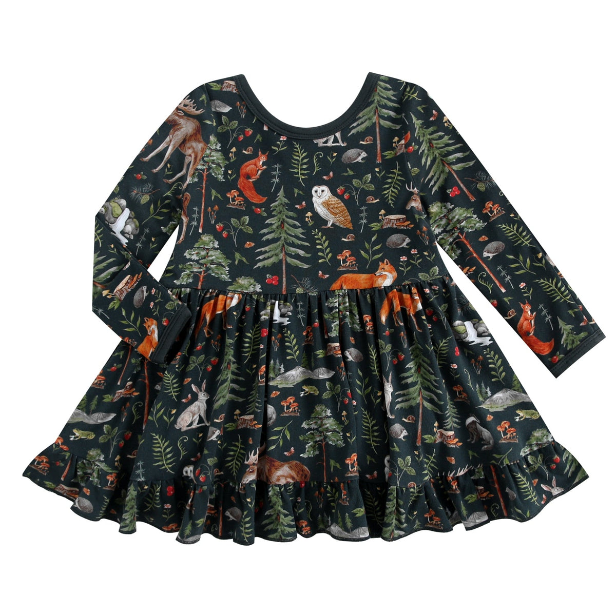 Wood you be my friend Long Sleeve Bodysuit Twirl Dress - Jammie Session