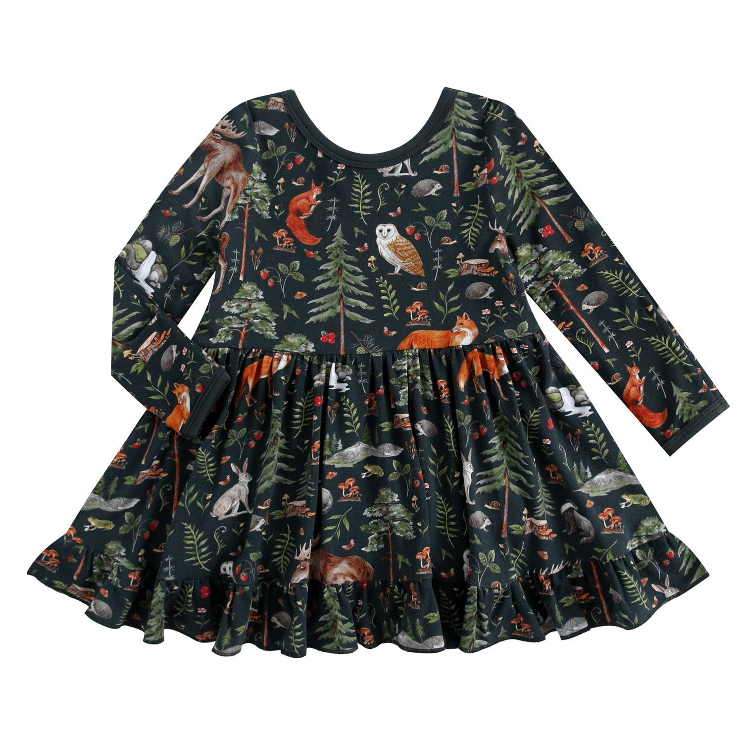 Wood you be my friend Long Sleeve Bodysuit Twirl Dress - Jammie Session