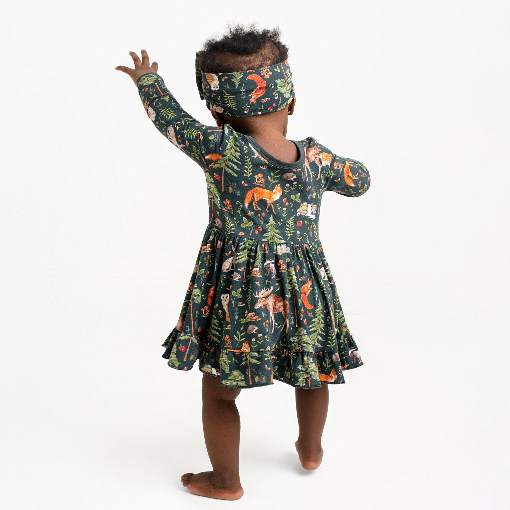 Wood you be my friend Long Sleeve Bodysuit Twirl Dress - Jammie Session