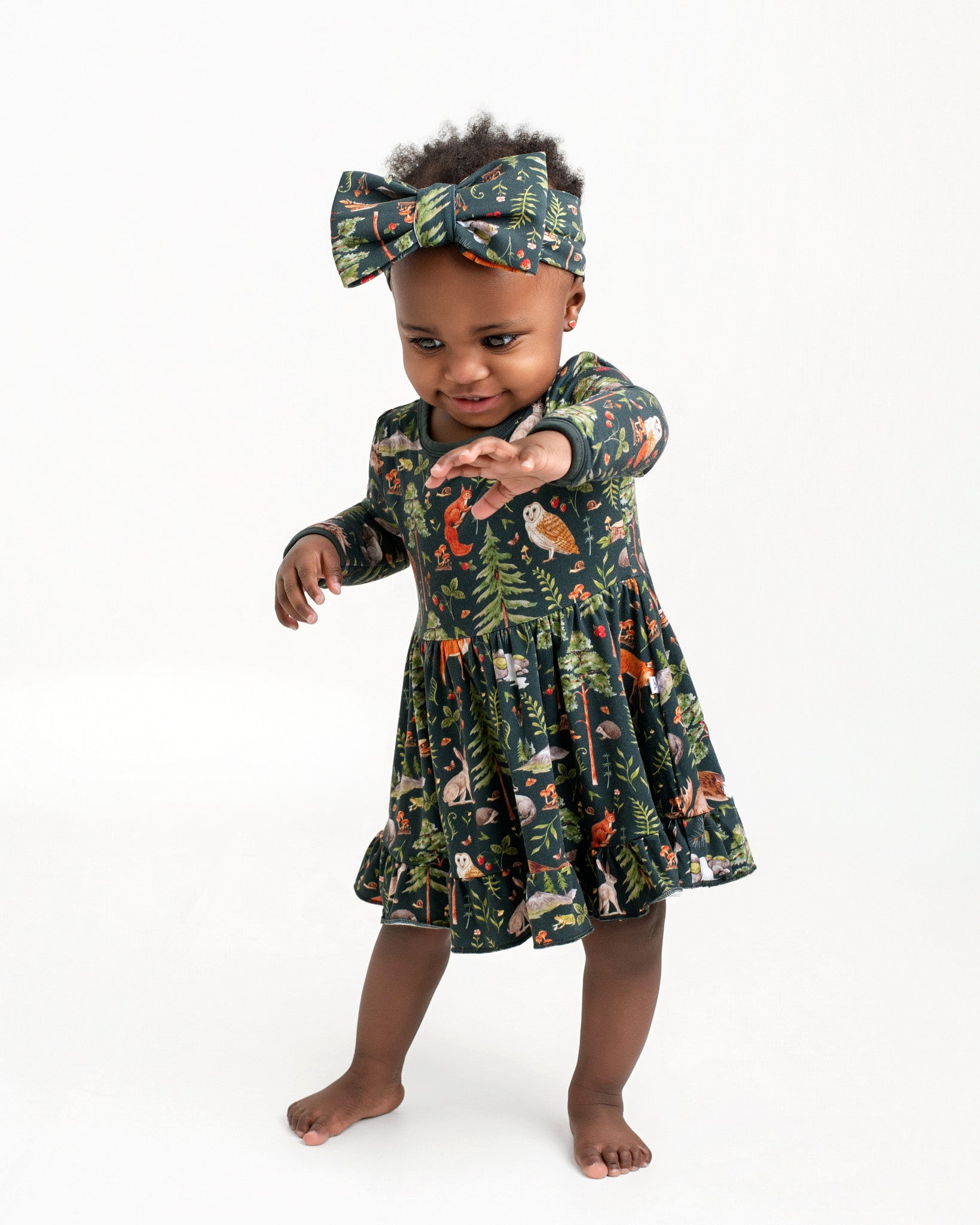Wood you be my friend Long Sleeve Bodysuit Twirl Dress - Jammie Session